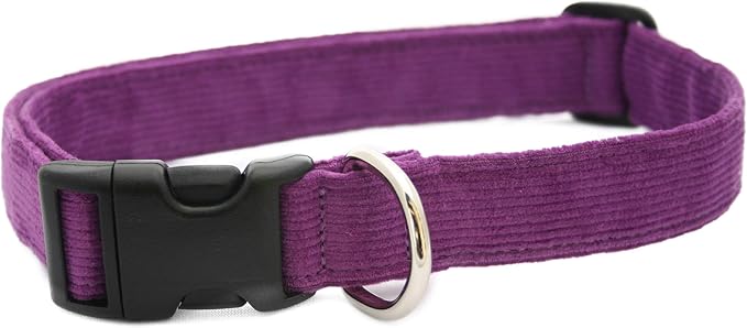 Hemp Corduroy Dog Collar - No Pattern (1" Large, Plum)