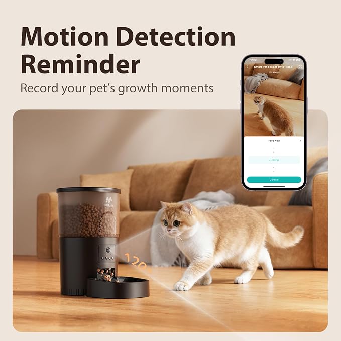 IMIPAW Automatic Cat Feeder with Camera - AI Pet Recognition & Recording, Night Vision, 5G WiFi APP Remote Control, Two-Way Audio & Desiccant Bag, Timed Programmable Food Dispenser for Small Pets