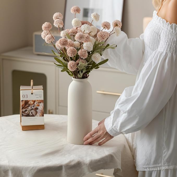 Ceramic Vase Set-3, Large Flower Vases for Decor, Modern Boho Farmhouse Style, 10.4 Inch Tall, 4 Inch Width, Beige Color, Decorative Vases for Pampas Grass, Dried Flowers and Fresh Flowers (XL Beige)