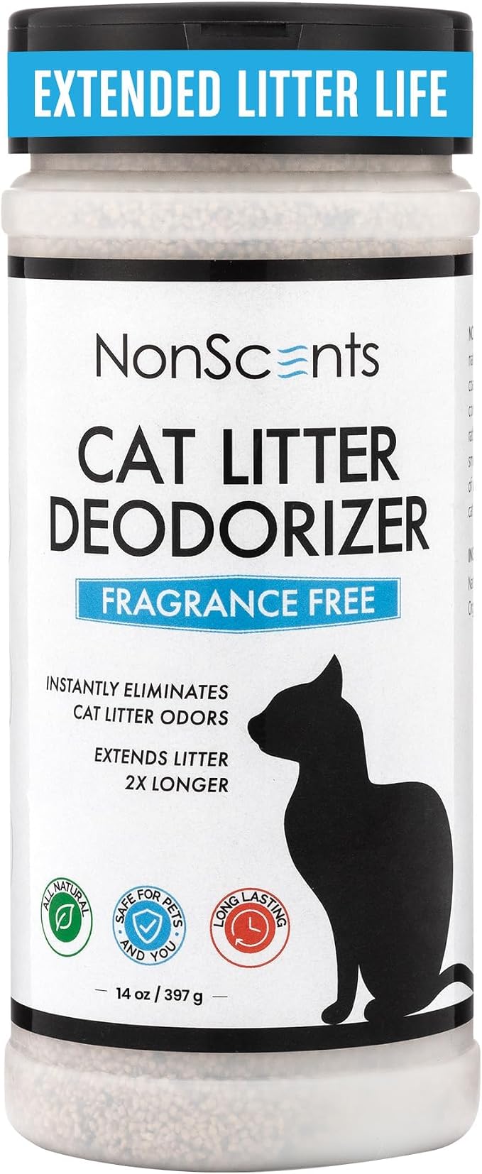 Nonscents Cat litter Deodorizer - Odor Eliminator - 16 ounce | Extends Litter Lifespan, Reduces scooping, Fragrance-free, Unscented, Odor Neutralization, Long-lasting, Non-toxic