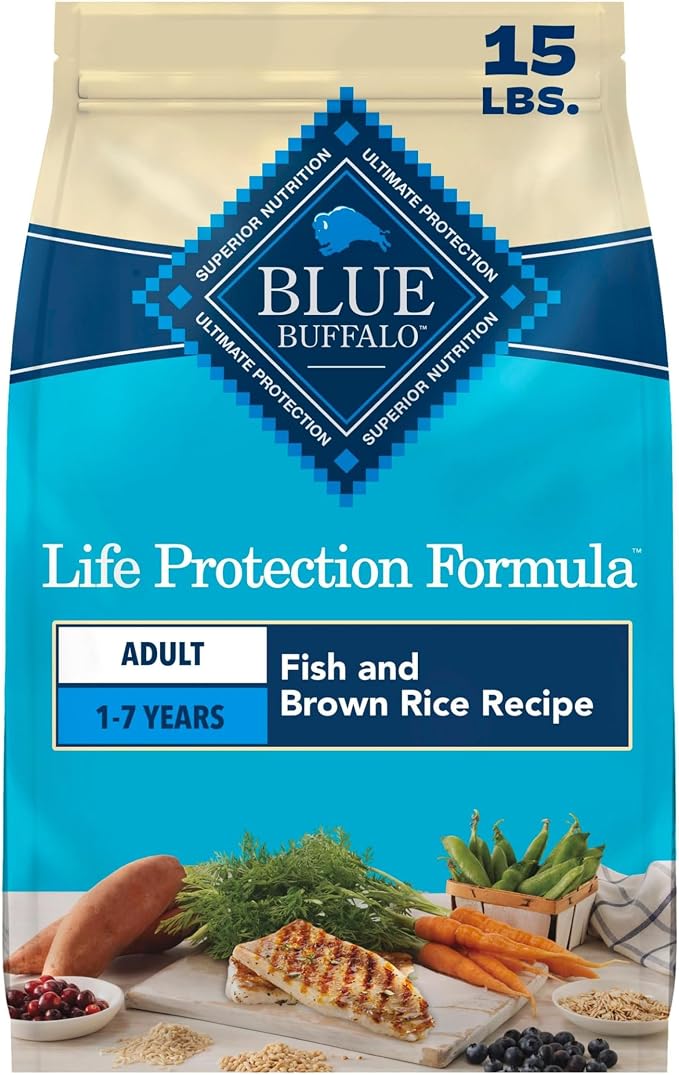 Blue Buffalo Life Protection Formula Fish Adult Dry Dog Food, 15 lb | Real Whitefish #1 Ingredient, Supports Immunity with Antioxidant-Rich LifeSource Bits, Promotes Healthy Muscle Development