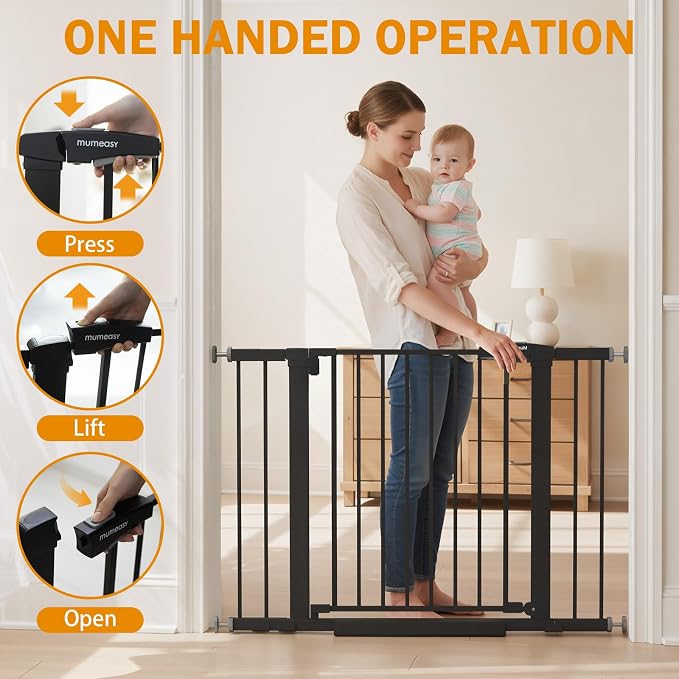 Mumeasy 29.7-43" Baby Gate for Stairs & Doorways, Pressure Mounted Dog Gate