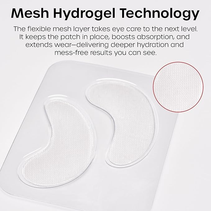 The Man Mesh Hydrogel Under Eye Patches for Men - Cooling, Hydrating & Firming Eye Masks for Dark Circles & Puffiness - Men's Anti-Aging Patches with Hyaluronic Acid, Collagen & Vitamin E. (12 Pairs)
