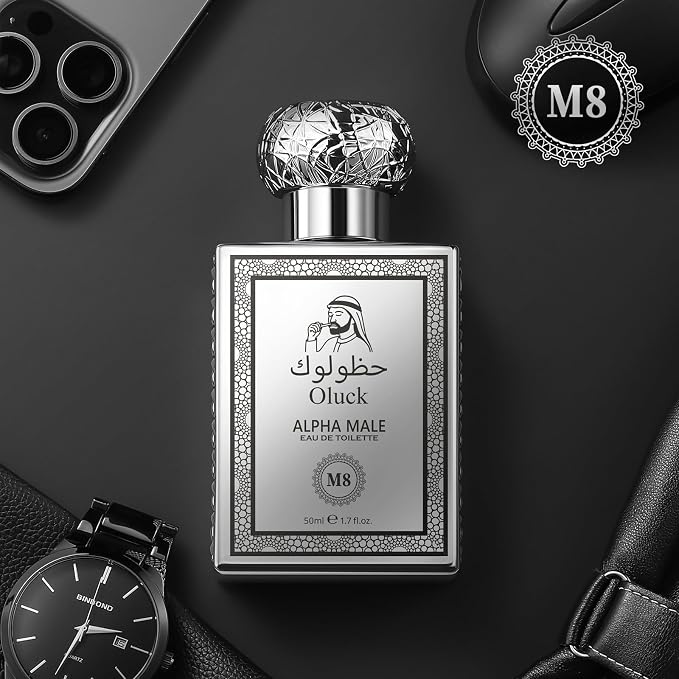Oluck Alpha Male M8 Men's Cologne 50ml Eau de Toilette – Fresh Spicy Woody Fragrance for Men with Grapefruit, Ginger, Lavender, Amber & Vetiver, Long Lasting Mens Perfume, Fragrance Gift for Men