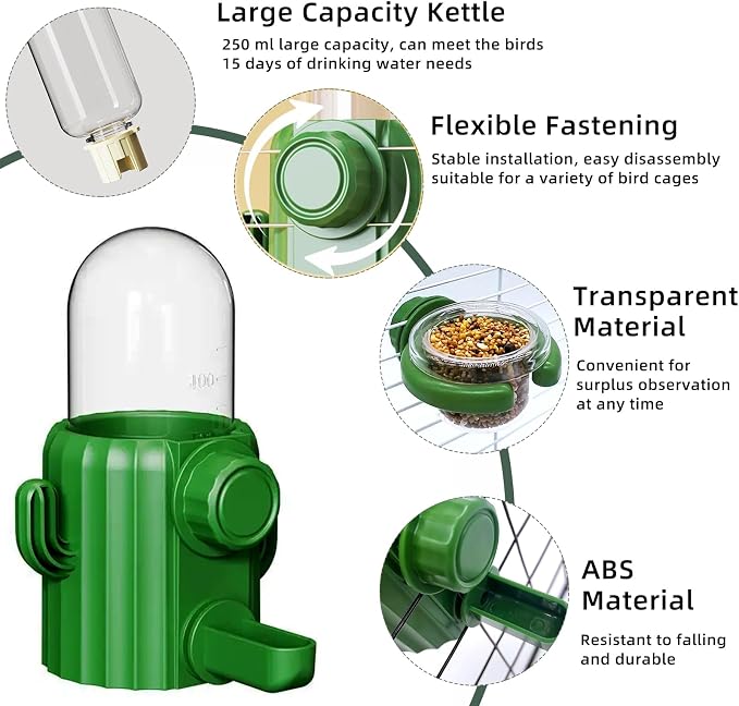 3Pcs Bird Water Dispenser Bird Cage Feeder Accessories for Parakeet