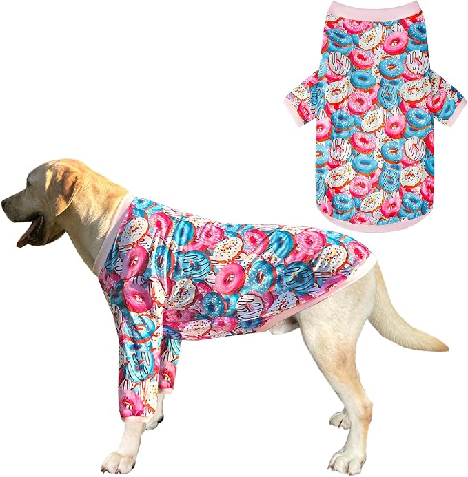 Dog Colorful T Shirts Doughnut Pattern Printed Pet Shirt Softable Pajamas for Small Dogs (XL,Doughnut)
