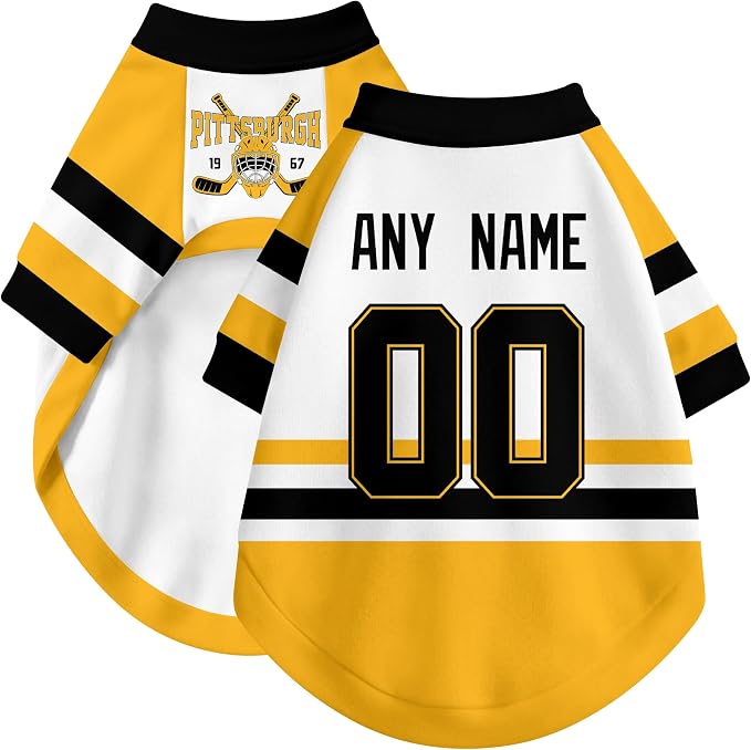 Pittsburgh Dog Clothes Personalized Pet T Shirt for Dogs Gift | Custom Name Number Jersey Style Pet Shirt for Dog