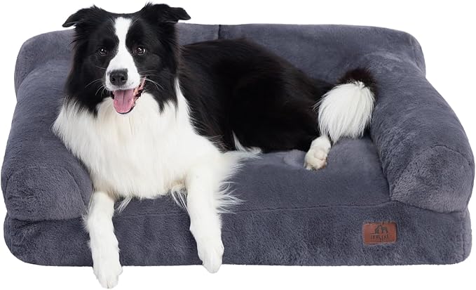 Hollypet Dog Large Cat Bed Puppy Couch Beds for Pets up to 50 lbs | Fluffy Dog Cat Couch Plush Soft Warming Pets Beds with Machine Washable Cover and Non-Slip Bottom