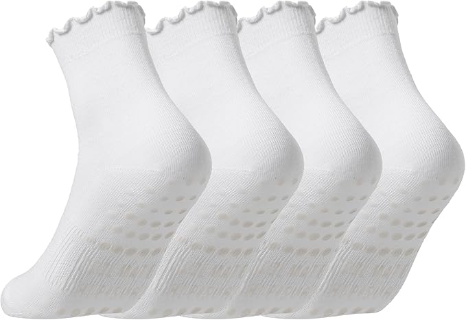 COOLMATE Pilates Socks with Grips for Women, Yoga Socks, Crew Non Slip Women for Barre, Pilates Gifts for Women