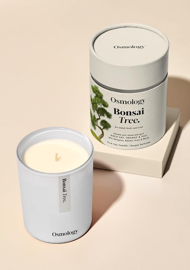 Bonsai Tree Aromatherapy Candle – Orange, Yuzu & Balsam Scented Candle, Plant-Based Wax, 7 oz, 45 Hour Burn Time, Fresh & Uplifting Candle