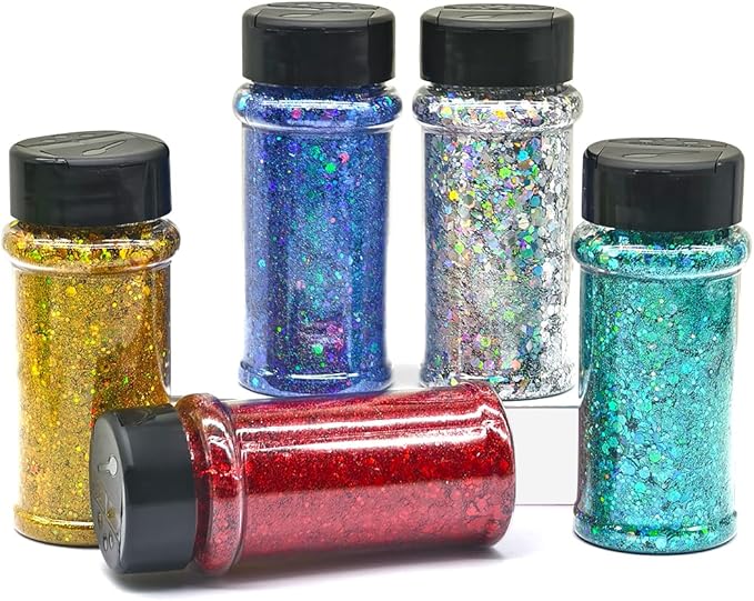 Grass - Light Green - Craft Glitter - 2oz Glitter Shaker Bright Colorful Holographic Mix Chunky Body Glitter Bulk Wholesale 24 Colors in Shaker Cosmetic Glitter - EBLB601