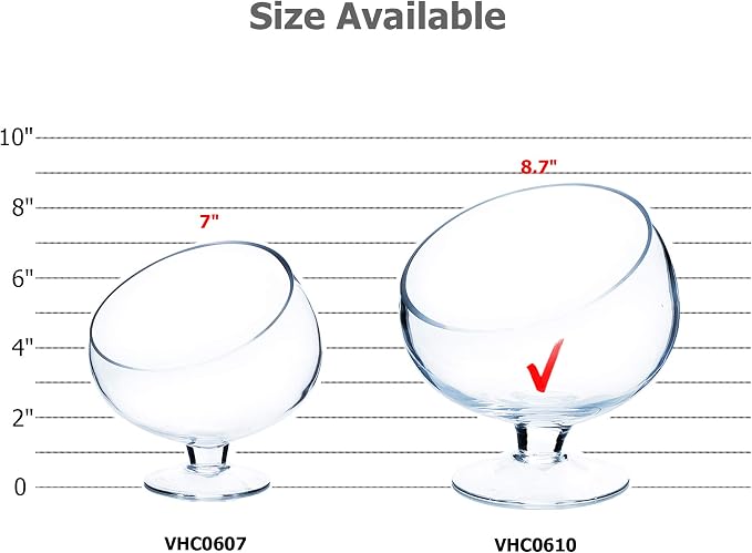 WGV Slant Cut Bowl Glass Vase Bulk with Stand, Width 8.25", Height 8.75", Clear Planter Terrarium, Candy Dish, Fruit Jar for Wedding Party Event, Home Office Decor, 4 Pieces