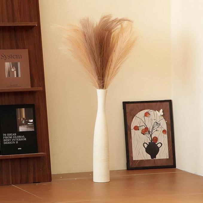Ceramic Flower Vase, 19.7" Tall Floor Vase Modern Rustic Farmhouse Decor | Tall Skinny Decorative Vases for Home Decor, Pampas Grass, Living Room, Office, Fireplace Bedroom Decoration