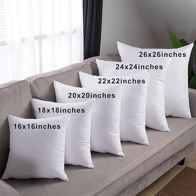 HITO 26x26 Pillow Inserts (Set of 2)- 100% Cotton Covering Down Alternative Throw Pillows White for Couch Bed Sofa