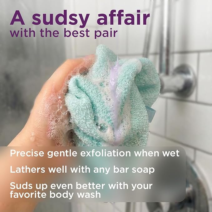 Love Being Scrubbed Exfoliating Flexi Cloths, Stretchy Back Scrubber for Shower & Bath, Exfoliating Body Scrubber for Smooth Skin, Body Scrubber for Men & Women (2 Count, Assorted Colors)
