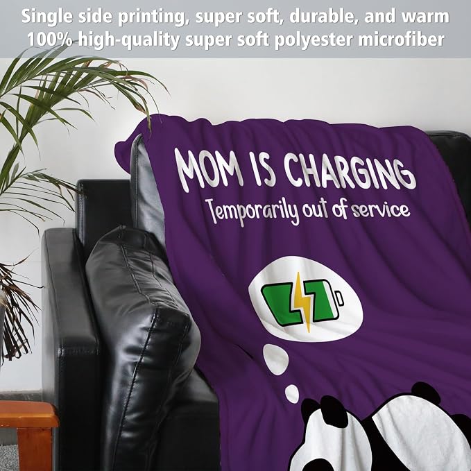 Craftique Mom Birthday Gifts, Funny Gifts for Mom- Mom's Charging Blanket | Mom Gifts for Women from Daughter Son Husband, Super Soft Blanket Throw for Napping Travel, 80”×60”