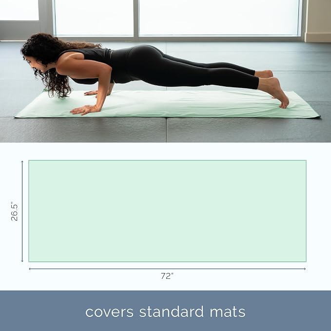 S&T INC. Aura Yoga Mat Towel, Quick Dry Towel, Soft and Absorbent for Gym, Pilates, and Hot Yoga Mat, 2 Pack, 26.5 inches x 72 inches, Microfiber, Sage Green