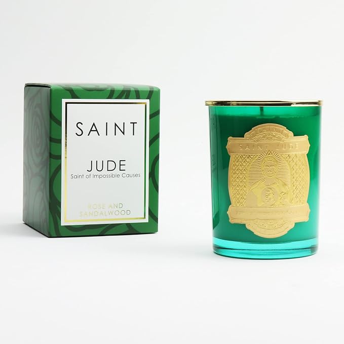 SAINT Jude Scented Candle with Prayer and Prayer Coin | Saint of Impossible Causes - Soy Coconut Aromatherapy Candle with 80 Hour Burn Time, Special Edition
