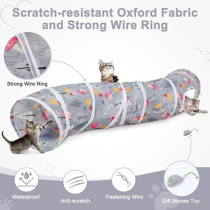Glittme S-Shape Cat Tunnel, Foldable Cat Tunnels for Indoor Cats