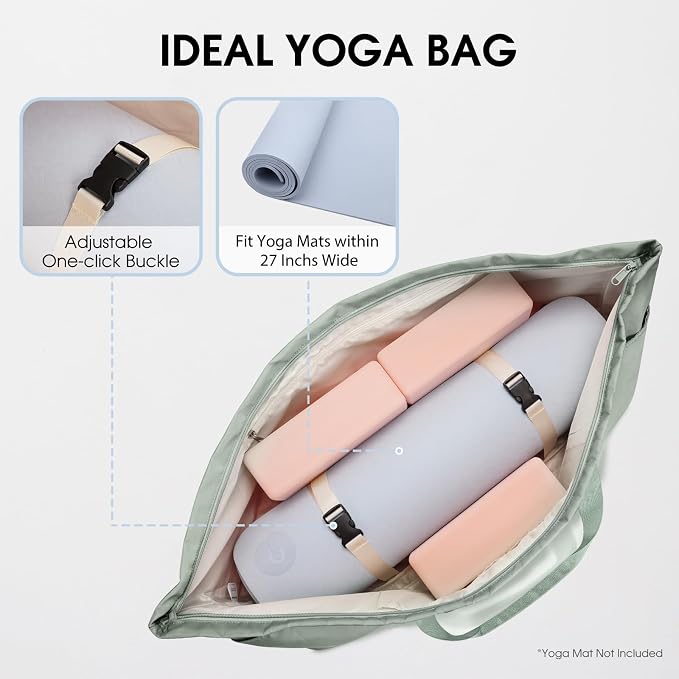 sportsnew Large Yoga Mat Bag with Shoes Compartment and Wet Pocket Ladies Pilates Gym Tote Bag with Yoga Mat Holder Strap for Women Men Workout Carrier Stuff Accessories