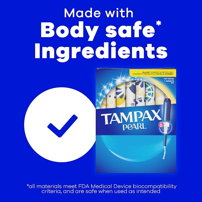 Tampax Pearl Tampons, with LeakGuard Braid, Light Absorbency, Up to 100% Leak and Odor Free Protection, Unscented, 100 Count (2 Packs of 50) (Packaging May Vary)