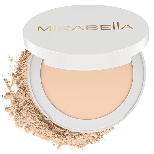 MIRABELLA - Invincible for All Pure Press Foundation, HD-Finish Pressed Powder, Buildable Mineral Pressed Powder Compact with Jojoba & Triglyceride, Age-Defying Makeup for All Skin Types, Fair F5