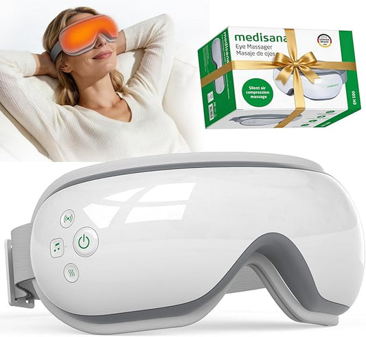Medisana Eye Massager with Heat, 30dB Ultra-Quiet Eye Massager & Bluetooth Music Eye Massage Mask for Eye Strain Relief, Eye Mask Massager to Reduce Stye, Birthday Christmax Gifts for Women/Men