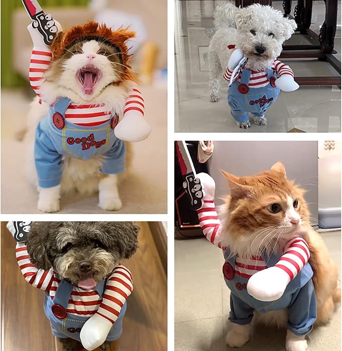 Pet Deadly Dog Costume, Cute Dog Cosplay Halloween Christmas Funny Pet Clothes Party Costume for Small Medium and Large Dogs (Large)