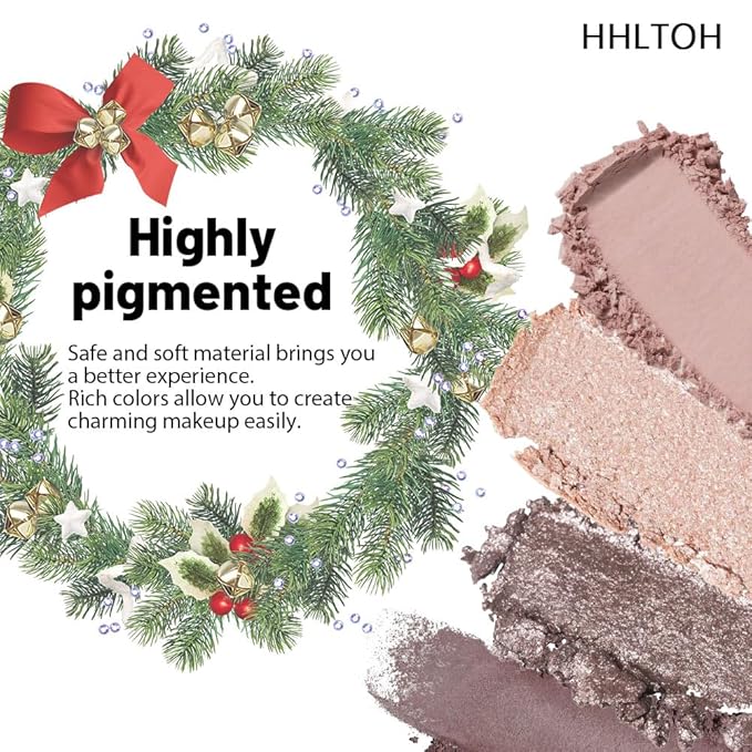 4 Colors Eyeshadow Makeup Palette – Christmas Gifts for Older Women, Plum Brown Champagne Gold Rose Nude Pink Quads, Neutral Matte & Shimmer Cream Powder Eye Shadow, Highly Pigmented Waterproof
