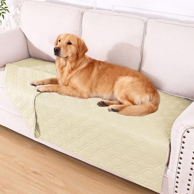 Waterproof Dog Bed Blanket - Soft Pet Blanket & Sofa Cover for Dogs | Reversible Washable Furniture Protector, Couch Covers for Pets (40x80 Inch, Beige/Beige)