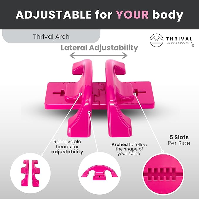 Thrival Arch Back Stretcher - Specialized Psoas Muscle Release Tool for Hip Flexor, Back, Glute, Iliacus, and Neck - Spine Decompressor, Trigger Point, and Myofascial Release – Pink
