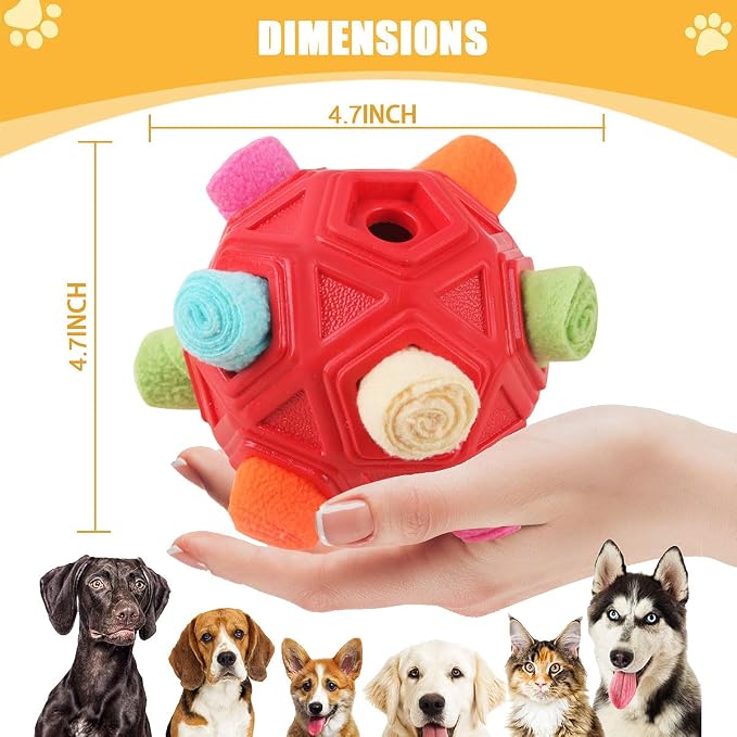 Dog Snuffle Ball-Interactive Puzzle Dog Toys Encourage Natural Foraging Skills Slow Feeder for Training and Stress Relief, Cloth Strip Hiding Food Dog Toys for Any Size Dogs