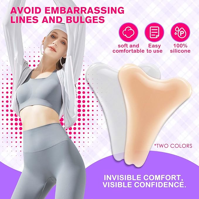 Pacify 8 Pack Silicone Clothing Liners - Reusable Y-Shape Seamless Concealer Pads for Women's Activewear & Swimwear