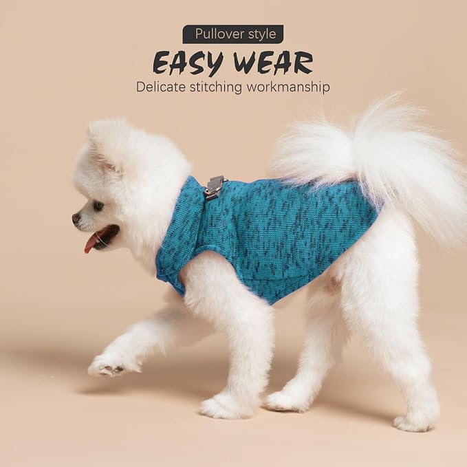 Fleece Dog Sweater - Pullover Dog Jacket, Warm Winter Coat Vest with D-Ring for Leash, Pet Cold Weather Clothes Outfit, Sweatershirt for Boys or Girls Puppy Blue M