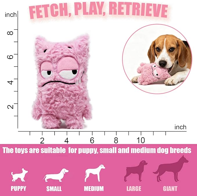 Monster Dog Valentine Toy for Puppy Gifts, Stuffed Dog Plush Toy | Crinkle Squeaky, Soft Lightweight Toy for Fetch and Chew, Interactive Outdoor Indoor Play for Tug, For Puppy Small Medium Dog