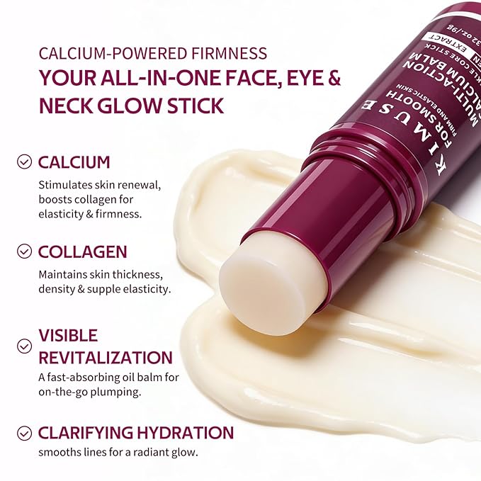 KIMUSE 2 Pack Multi-Action Calcium Balm Stick, All In One Wrinkle Bounce Multi Balm Stick Korean Skin Care, Non-Greasy, Fast-Absorbing Formula For Face & Eye