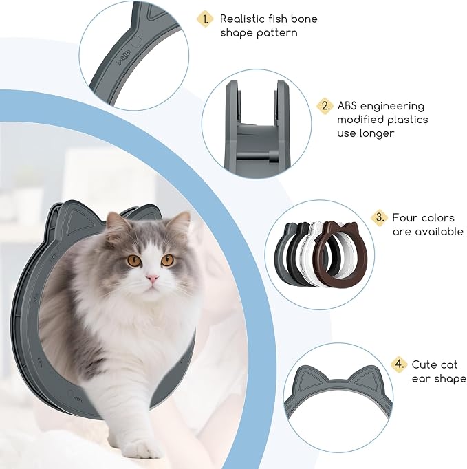 Large Cat Door Interior Door, No-Flap Pet Door for Cats Up to 22 lbs(Gray)