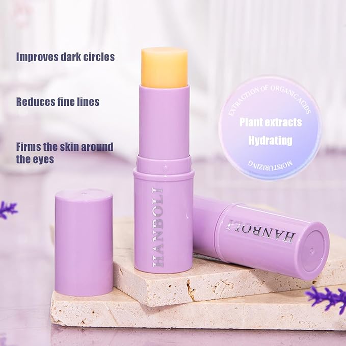 3Pcs Hydrating Under Eye Balm Stick, Multi Balm Stick, Eye Cream for Dark Circles and Puffiness, Moisturizing Korean Skin Care Reduce Wrinkle Vegan & Cruelty-Free