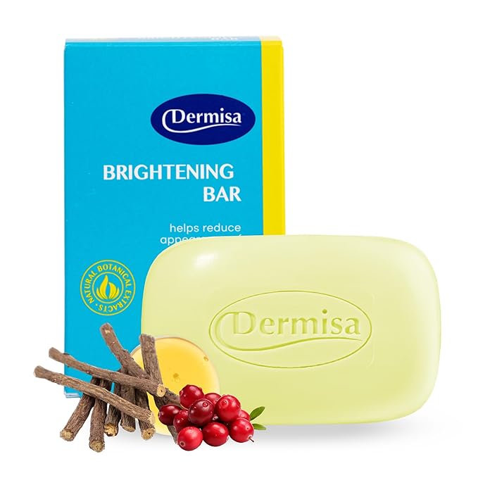 Dermisa Brightening Bar with Kojic Acid, Licorice and Arbutin, Dark Spot Cleansing Soap for Even Skin Tone and Clarity, 3.0oz, Pack of 1