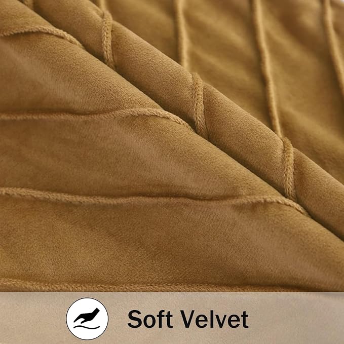 Velvet Throw Pillow Covers 22x22 inch Pack of 2 Gold Decor Brown | Soft Solid Pillow Covers,Modern Luxury Home Decor,for Couch Chair Sofa Bedroom Livingroom,Hidden Zipper,Ideal Gift,Easy Care