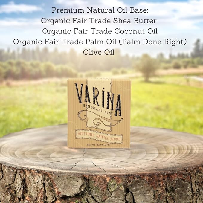 Natural Antique Sandalwood Bar Soap - Gentle Cleansing for Sensitive Skin, Floral - 3 Pack