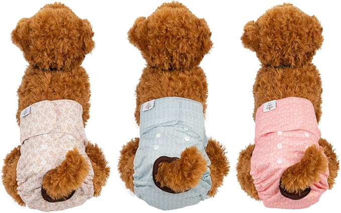 CuteBone Dog Diapers Female Washable Small Medium Large 3 Pack Reusable Doggie Diapers Puppy Period Pants for Doggy Heat Cycle Peeing