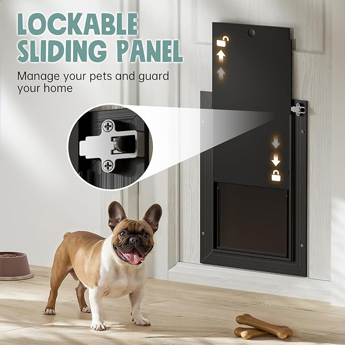All Aluminum 3 Flaps Insulated Dog Door for Door (Medium)