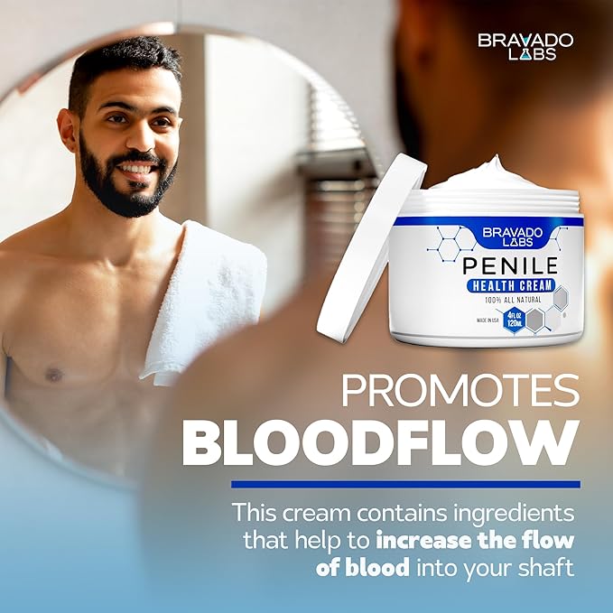 Bravado Labs Premium Penile Health Creme for Men – Daily Moisturizer for Dry Skin - Supports Foreskin Restoration - Sensitivity & Tight Intimate Area Relief - 4oz