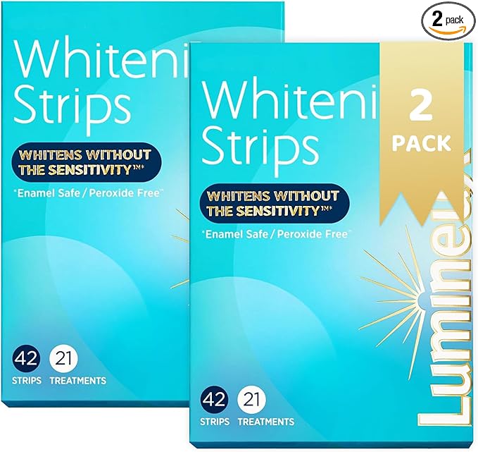 Luminex Teeth Whitening Strips - 21 Treatments, 42 White Strips - Lemieux Peroxide-Free Kit Natural Formula - Enamel-Safe Lumino Teeth Whitener - Sensitivity-Free Luminox Technology (Pack of 2)