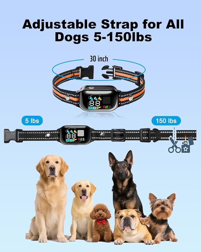2-in-1 Dog Shock Collar with Remote & Bark Collar - Smart Anti Barking Dog Electric Training Collar with 5 Adjustable Sensitivity & 3300FT for All Breeds IPX7 Waterproof E-Collar for 2 Dogs