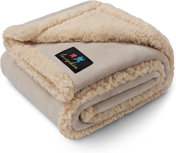 Waterproof Pet Blanket, Liquid Pee Proof Dog Blanket for Sofa Bed Couch, Reversible Sherpa Fleece Furniture Protector Cover for Small Medium Large Dogs Cats, Grey Beige Small（40" x 28"） | waterproof pet blanket sherpa fleece reversible couch cover bed ...