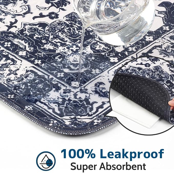 Washable Pee Pads for Dogs, 2 Pack Reusable Puppy Training Pads 48"x32" Super Absorbent Waterproof Dog Training Pads, Non-Slip Potty Pads, Whelping Pads Litter Mat Navy Blue