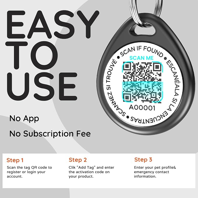 QR Code Dog Tags Personalized for Pets, Real-time Alerts, Liberty