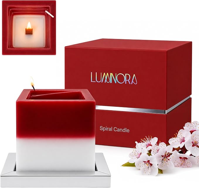 Spiral Candle with Unique Spiral Wick Design, Scented Soy Wax Candle for Home Decor, Gift Ready Decorative Art, Modern Spiral Light Candles for Calm Ambiance for Any Room (Japanese Cherry Blossom)